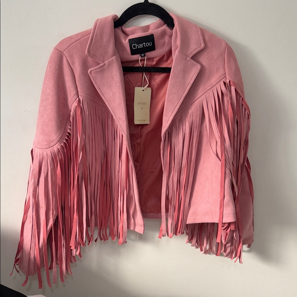 Chartou Women's Pink Fringe Blazer